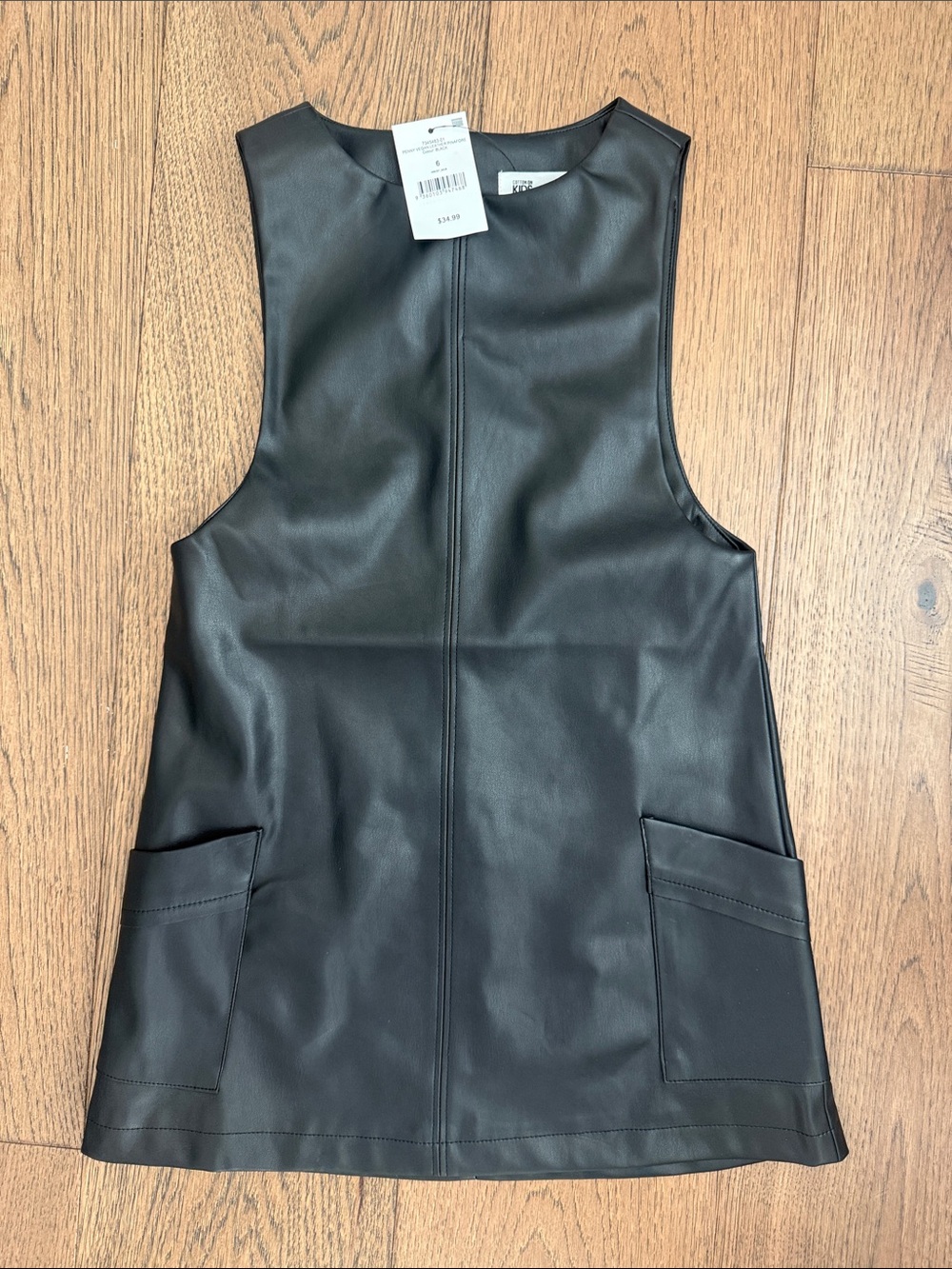 **NWT** CottonOn kids Faux Leather Sleeveless  Dress - Black
